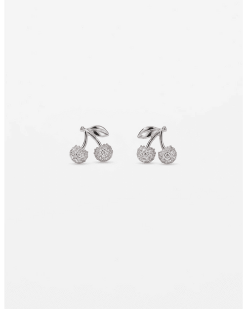 Stella and Gemma Earings Cherries Silver Crystal