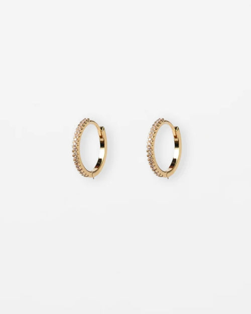 Stella and Gemma Earings Gold Hoop Clear Crystals