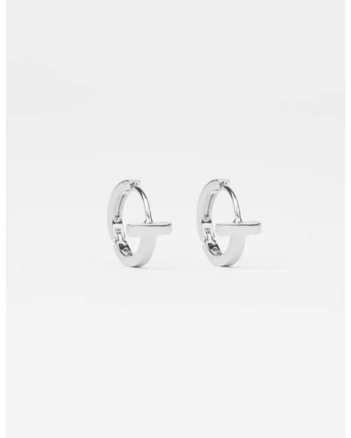 Stella and Gemma Earings Silver Huggie T Bar
