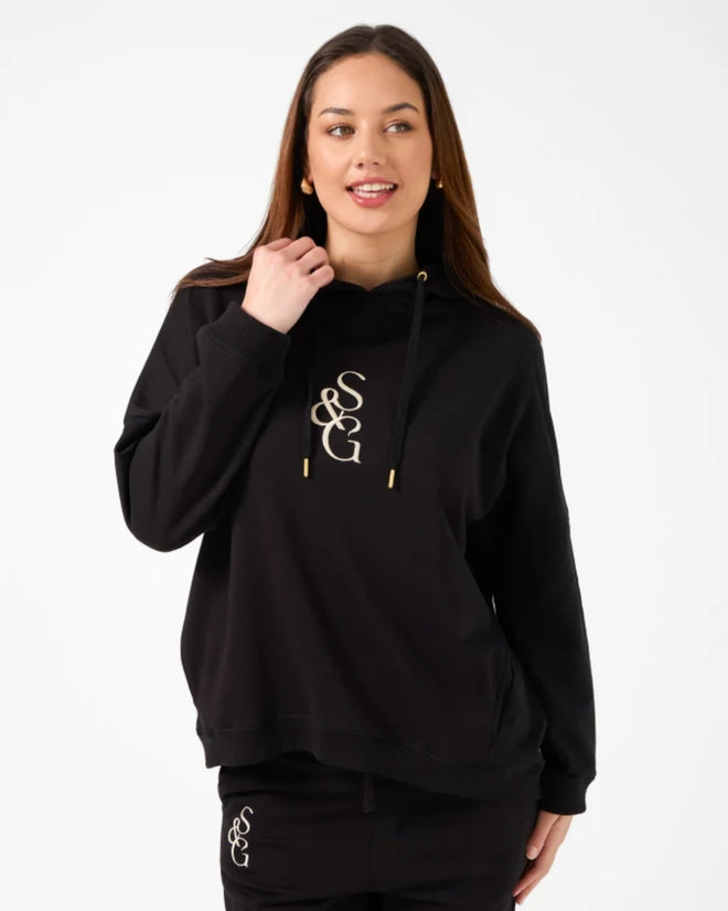 Stella and Gemma Essential Hoodie Black S&G Logo