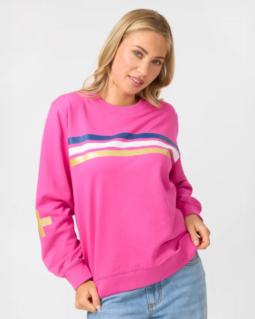Stella and Gemma Essential Stripe Sweatshirt Cerise