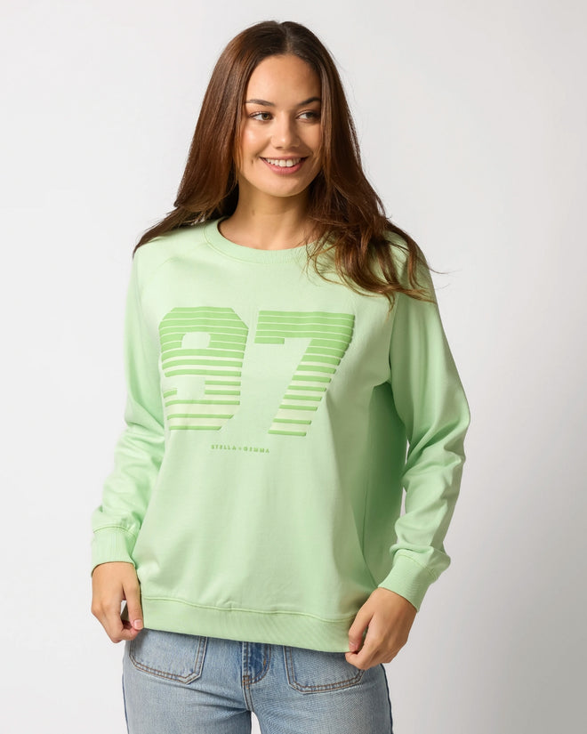Stella and Gemma Green NYC Sporty Stripes Classic Sweatshirt