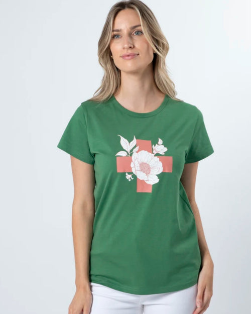 Stella and Gemma Green Vintage Green Floral T Shirt