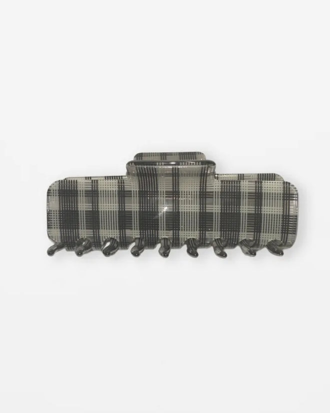 Stella and Gemma Hair Claw Tartan Black
