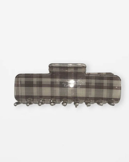 Stella and Gemma Hair Claw Tartan Brown