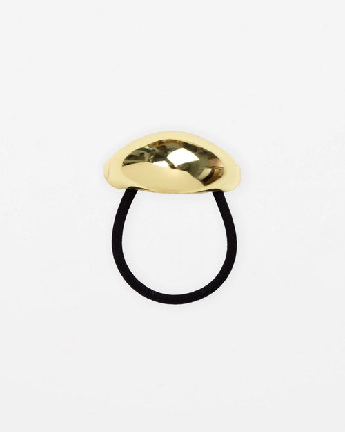 Stella and Gemma Hair Tie Black with Gold Oval Band