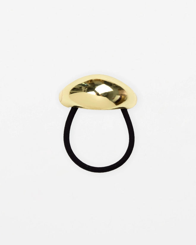 Stella and Gemma Hair Tie Black with Gold Oval Band