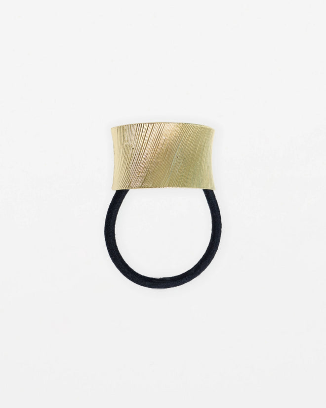 Stella and Gemma Hair Tie Black with Gold Solid Band