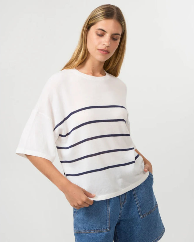 Stella and Gemma Indy Knit White Navy Stripe