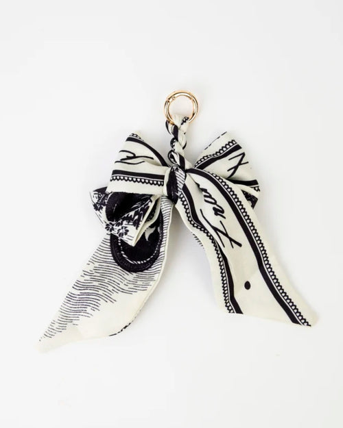 Stella and Gemma Keychain Bow Black White Bird