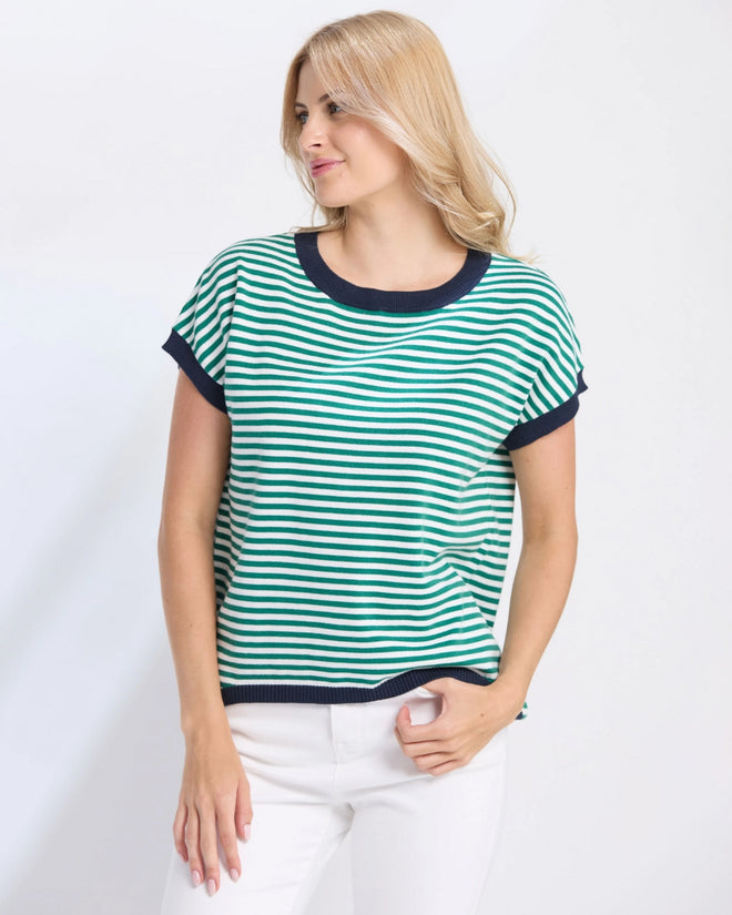 Stella and Gemma Laneway Top Green Stripe
