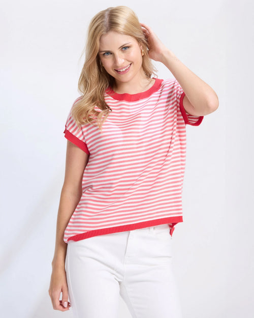 Stella and Gemma Laneway Top Pink Stripe