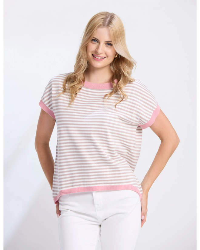 Stella and Gemma Laneway Top Rose Stripe