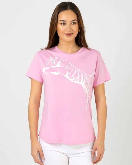 Stella and Gemma Leaping Tiger Pink Ace T Shirt