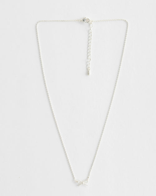 Stella and Gemma Necklace Silver Rope Bow