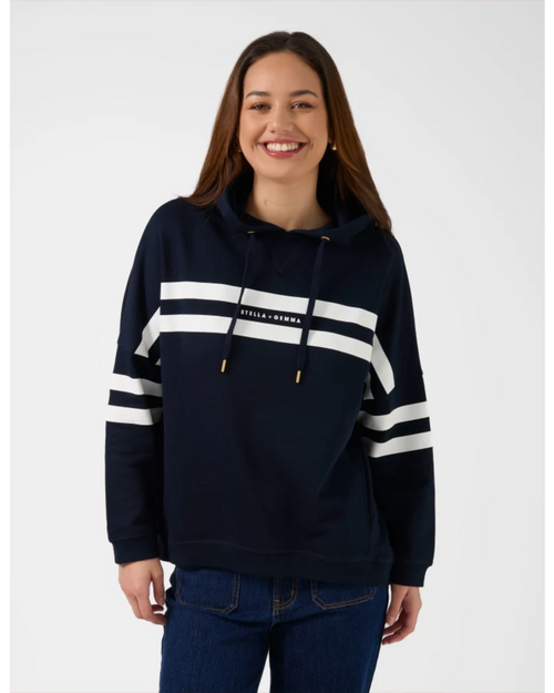 Stella and Gemma Newport Hoodie Navy Banner