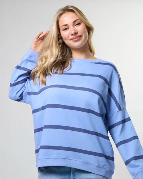 Stella and Gemma Newport Sweatshirt Cornflower Baby Cross Stripe