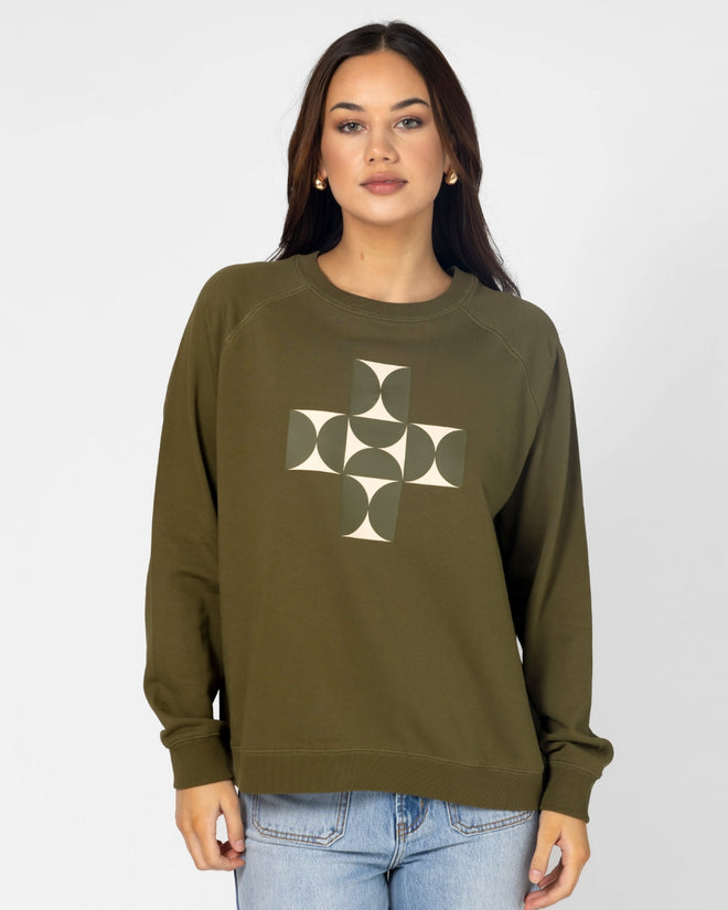 Stella and Gemma Olive Mosaic Classic Sweatshirt
