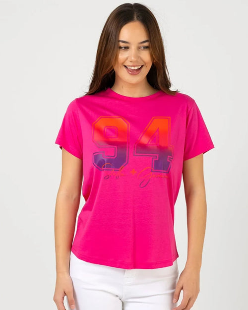 Stella and Gemma Ombre Varsity Hot Pink Ace T Shirt