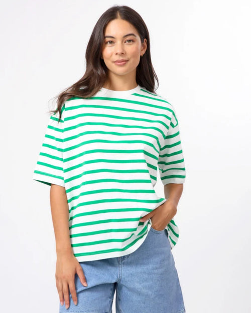 Stella and Gemma Porter T Shirt Emerald and White Stripe