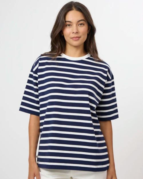 Stella and Gemma Porter T Shirt Navy and White Stripe