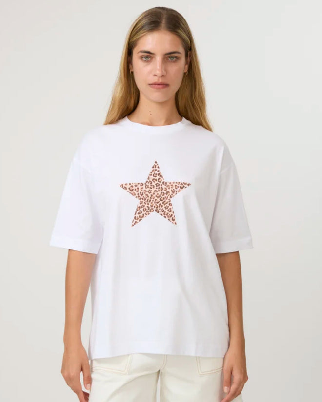 Stella and Gemma Porter T Shirt White Star Femme Leopard