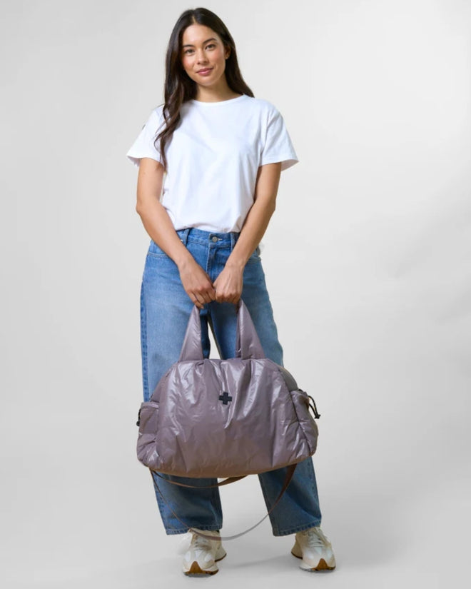 Stella and Gemma Quilted Overnight Bag Aubergine