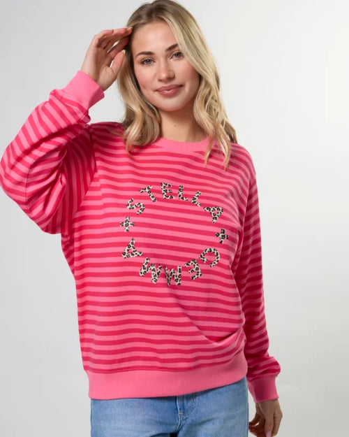 Stella and Gemma Raspberry Leopard Rotation Stripe Essential Sweatshirt
