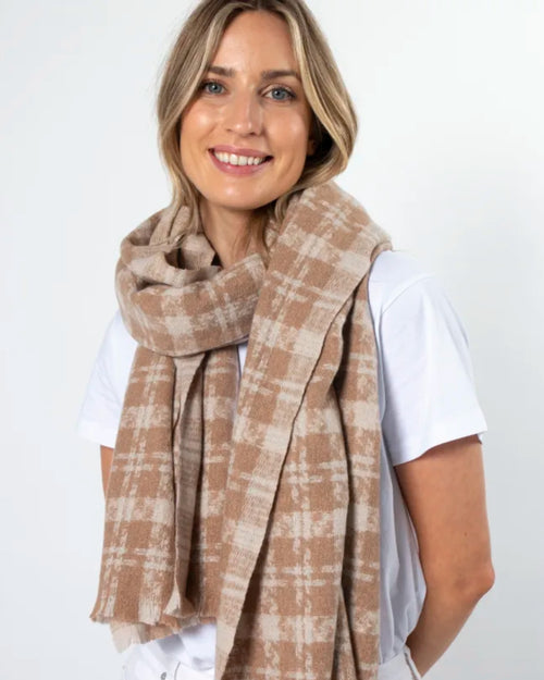 Stella and Gemma Scarf Criss Cross Blush and Cream