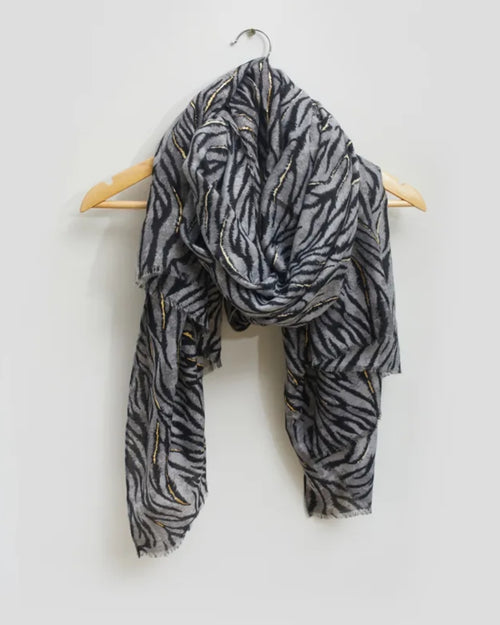 Stella and Gemma Scarf Grey Zebra with Silver