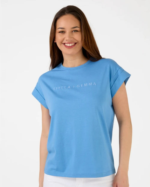 Stella and Gemma Sky Embroidered Logo Cuff T Shirt