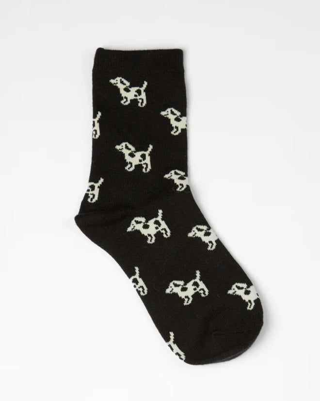 Stella and Gemma Socks Black with Dogs
