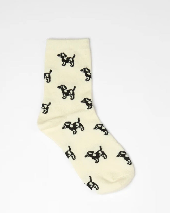 Stella and Gemma Socks Cream with Dogs