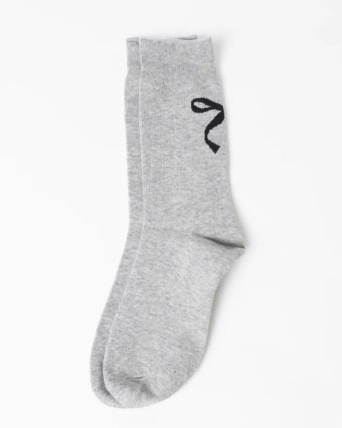 Stella and Gemma Socks Grey with Black Bow