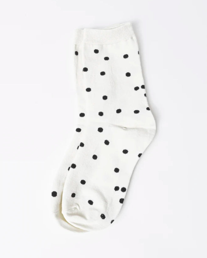 Stella and Gemma Socks White Black Dots