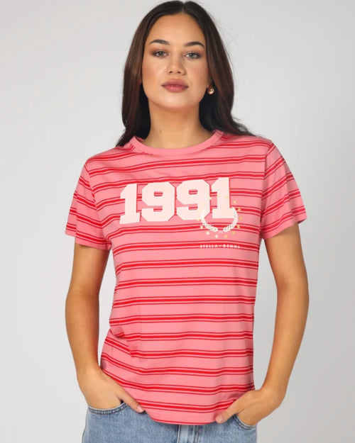 Stella and Gemma Stripe Base 1991 Pink Ace T Shirt