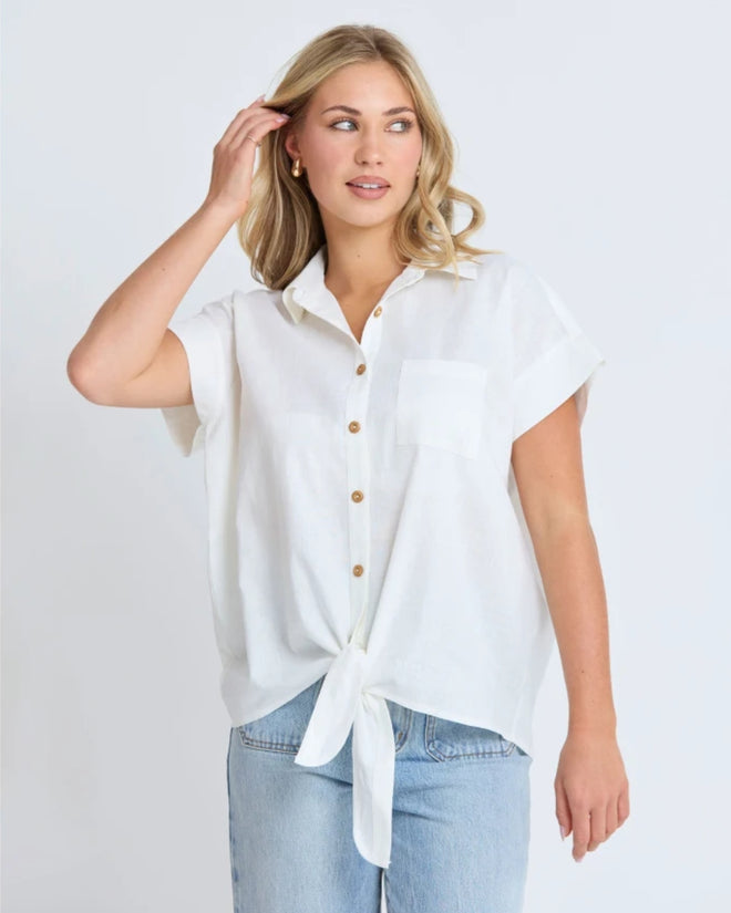 Stella and Gemma Tie The Knot Shirt White