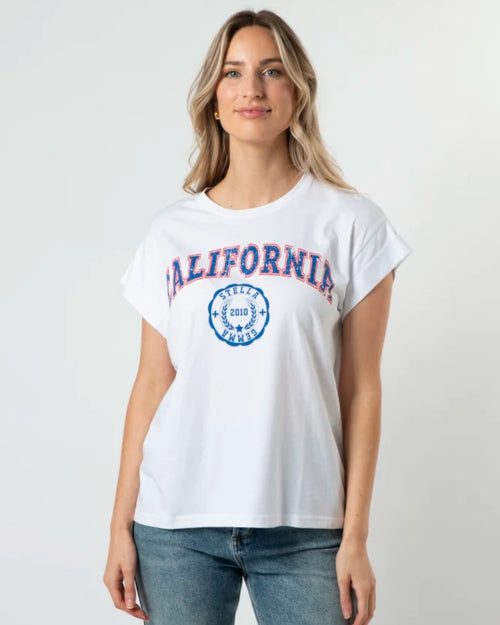 Stella and Gemma White California Cuff Sleeve T Shirt