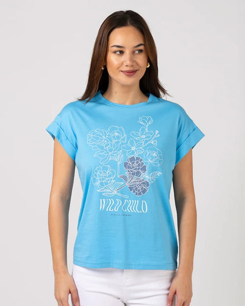 Stella and Gemma Wild Child Baby Blue Cuff T Shirt