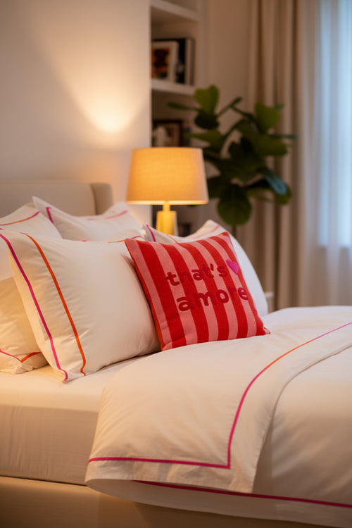 That's Amore Cushion Orange Pink Stripe