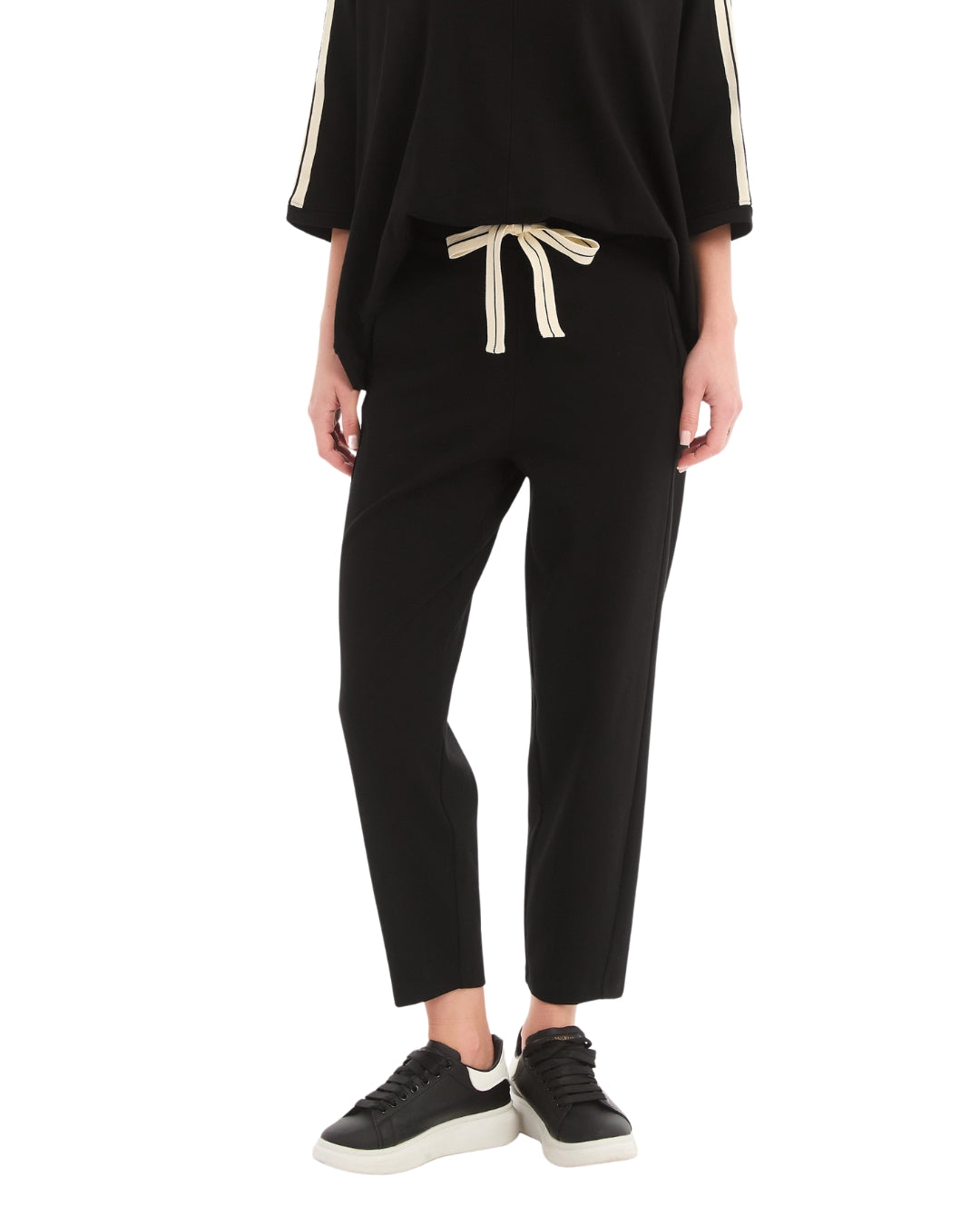 Tirelli Barrell Leg Lounge Pant Black Cream Stripe