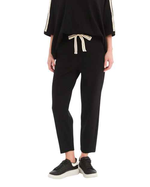 Tirelli Barrell Leg Lounge Pant Black Cream Stripe