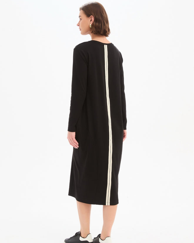 Tirelli Black Cream Stripe Back Ovoid Dress
