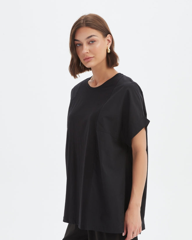 Tirelli Boxy Panel Combi Tee Shirt Black