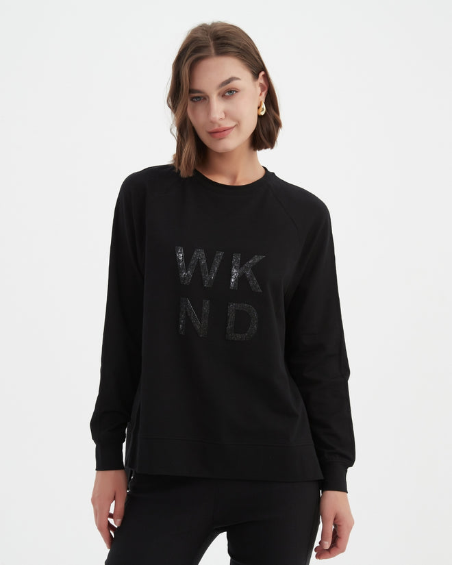 Tirelli Metallic Print Weekend Crew Sweatshirt Black/Black