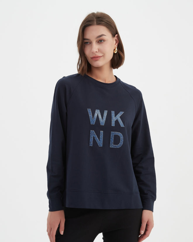 Tirelli Metallic Print Weekend Crew Sweatshirt Midnight Blue/Blue