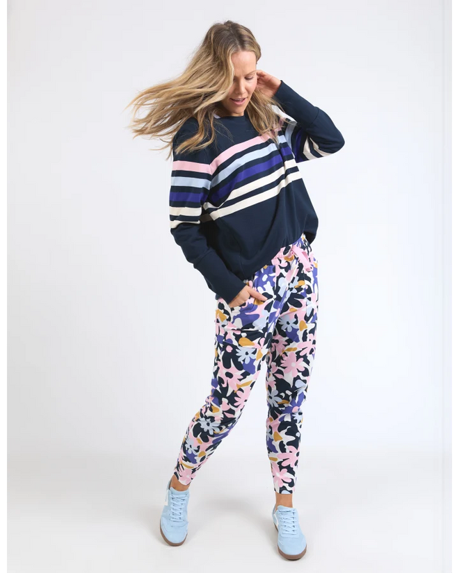 Elm Ultra Crew Sweatshirt Navy Stripe