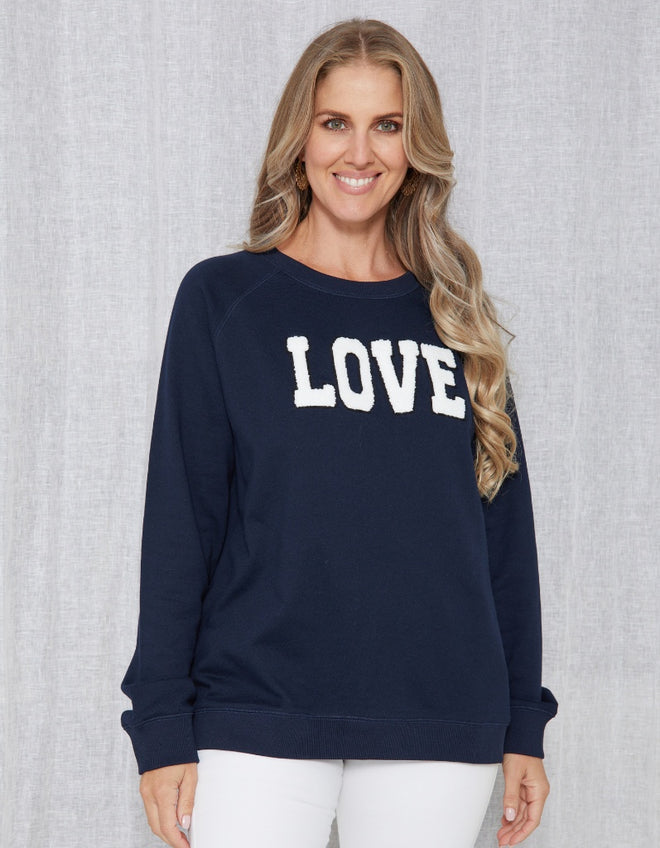 Stella and Gemma Navy Love Embroidered Sweatshirt