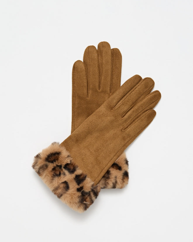 Stella and Gemma Gloves Ginger Leopard Fur
