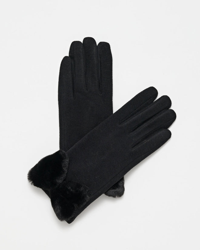 Stella and Gemma Gloves Black with Bow